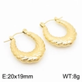 Pendientes de aro en forma de U en acero inoxidable chapado en oro 18k 20x19mm - Estilo Patrón Espiral (KE112410-KFC) / Dorado