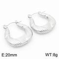 Pendientes de aro de acero inoxidable 18k plateados con textura de espiral 20mm - Estilo de Cuerda Retorcida (KE112423-KFC) / Color Acero