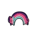 Cartoon enamel pin featuring a cat head silhouette combined with a vibrant rainbow arch - Purple Rainbow Cat Silhouette Style (QHXZ457)