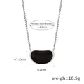 Retro titanium steel necklace featuring a black bean-shaped tiger eye pendant in silver finish - P1956 Steel Black Bean Necklace
