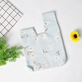 Light blue floral cotton linen wrist bag with white daisies and Japanese style design - Narcissus