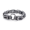 Herren Drachenkopf Armband aus antikem Titanstahl mit gravierter Panzerkette und Ring - Drachenkopf Quadratische Mantra Kette (KB122862-BDJX)