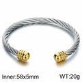 Bracciale bicolore in cavo d'argento con terminali dorati e diametro interno 58x5mm - 5mm Bicolore Oro & Argento