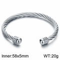 Bracciale rigido in acciaio inossidabile argento a treccia con terminali a sfera - 5mm Argento