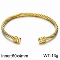 Bracciale rigido a cavo intrecciato dorato con doppie sfere e misura 60x4mm - 4mm Oro