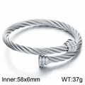 Bracciale a cavo in acciaio inossidabile argento con estremità ad anello 58x6mm - Tipo A Argento (KB170775-XY)