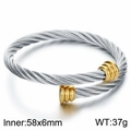 Bracciale rigido a cavo intrecciato in acciaio inossidabile bicolore oro e argento - Tipo A Argento e Oro (KB181307-XY)