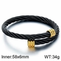 Twisted cable cuff bracelet in black with gold accents, dimensions 58x6mm and weight 34g - Type B Black & Gold (KB184186-XY)