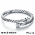 Silver stainless steel twisted wire cable cuff bracelet measuring 58x6mm and 34g - Type B Silver (KB184189-XY)