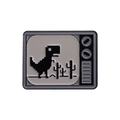 Kreative Emaille-Anstecknadel mit Pixel-Dinosaurier im Retro-TV-Design und Kaktus-Motiv - Vintage TV Dino Stil (QHXZ056)