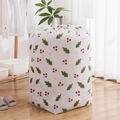 Waterproof PEVA cylinder storage bag for quilts with fresh green leaf and red fruit pattern - Small (70*32cm) / Cherry Leaves