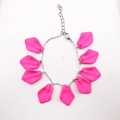 Bohemian style bracelet featuring pink petal charms and silver metal chain link design - Rose Red-Bracelet