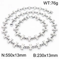 Gothische sieradenset van roestvrij staal met kruisschakels inclusief ketting en armband - Staal Zilveren Set (KS217378-JG)