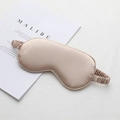 Champagne gold faux silk sleep eye mask with elastic headband for travel and rest - Milk Tea