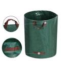 300L green woven garden waste bag with lid and reinforced red striped handles - 120L / No Lid