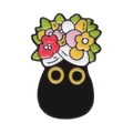 Niedliche Emaille-Anstecknadel mit schwarzem Rußmännchen, bunten Blumen und Blättern - Schwarzer Rußmännchen Mit Blumen (xz8259)