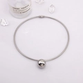 Chic silver titanium steel choker necklace with a polished metal ball pendant for women - Silver