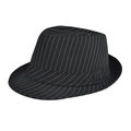 Klassischer schwarzer Fedora-Hut mit Nadelstreifen und schmaler Krempe für Herren - Schwarzes Gitter