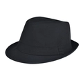 Klassischer schwarzer Vintage-Fedora-Hut für Herren mit passendem Band auf weißem Grund - Einfarbig Schwarz
