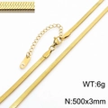 Flat golden blade snake chain necklace in stainless steel with 500x3mm dimensions - 3mm x 50cm / Gold