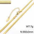 Flat golden stainless steel snake chain necklace with lobster clasp, 550mm x 3mm size - 3mm x 55cm / Gold