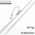 3mm silver stainless steel flat snake chain necklace with lobster clasp and extension - 3mm x 45cm / Silver