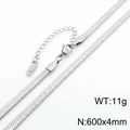 Silver stainless steel 4mm flat blade snake chain necklace for men and women 600mm length - 4mm x 60cm / Silver