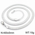 5mm silver stainless steel flat herringbone chain necklace for men and women - 5mm x 40cm / Silver