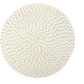 Detailed macro view of woven round placemat with white cotton and gold glitter wire - White with Gold Wire