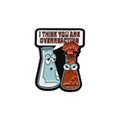Cartoon chemical flasks enamel pin with 'I THINK YOU ARE OVERREACTING' text design - Overreacting Flask Style (QHXZ502)