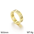 Anillo minimalista de acero de titanio dorado de 6mm con números romanos calados - Oro Kr92461-k / Talla 6