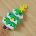 Cartoon Christmas tree soft PVC keychain pendant with colorful ornaments and star - Large Christmas Soft Glue Accessory Cedar Tree Style