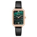 Montre à quartz élégante pour femme avec boîtier rectangulaire or rose et cadran vert - Vert