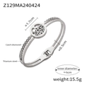 Bracciale rigido in acciaio al titanio argento con ciondolo Albero della Vita e diamanti cechi - Stile Ciondolo Albero della Vita (Z129) / Color Acciaio