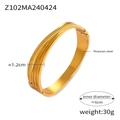 Bracciale rigido in acciaio al titanio dorato stile britannico con strisce e larghezza 1,2 cm - Stile Specchio Striato (Z102) / Oro