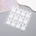 Set of 12 white cartoon rabbit-shaped DIY stickers for shoe charms and crafts - Bunny Adhesive Stickers 1 Sheet