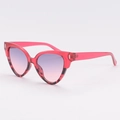 Occhiali da sole cat-eye con montura rossa e lenti viola sfumate da donna - Montatura Rosa Lenti Viola Sfumate