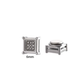 6mm silver magnetic square stud earring with nine small zircons on a white background - 6mm Square (Single)