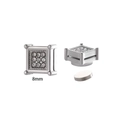 8mm silver magnetic square stud earring with 9 cubic zirconia stones on white background - 8mm Square (Single)