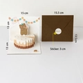 3D pop-up birthday card set with cute bear and cake, envelope and For U sticker - Design E-HK8011