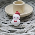 Cute snowman pendant with red Christmas hat and bow for DIY holiday accessories - Small Christmas Soft Glue Accessory Smiling Snowman