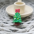 Christmas tree soft rubber keychain pendant with colorful dots and a red bow decoration - Small Christmas Soft Glue Accessory Pine Tree