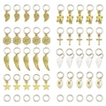 50er Set Dreadlock Haarschmuck mit goldenen Sternen, Muscheln und Metallanhängern - 50er-Set Gold