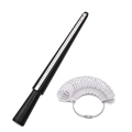 Detail of professional black ring sizer mandrel and white finger sizing rings set - Mandrel + Gauges Set / White