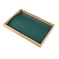 Bamboo jewelry display tray with dark green velvet lining for necklaces and bracelets - Dark Green