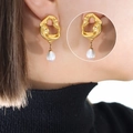 Orecchini vintage in oro 18K con pendenti di perle d'acqua dolce bianche naturali - Oro