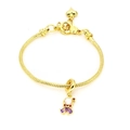 Elegante bracciale a catena serpente dorata con ciondoli principessa in zircone colorato - Viola
