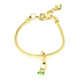 Bracciale a catena snake dorata con ciondolo principessa delle fiabe e zirconi colorati - Verde smeraldo