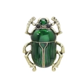 Squisita spilla a scarabeo in smalto verde e finitura dorata con occhi di pietre nere - Scarabeo Verde