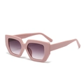 Chic oversized square sunglasses in light pink frame with purple gradient lenses - Solid Pink Frame Gradient Grey Lens